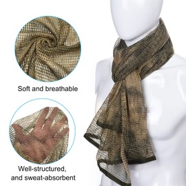 PATIKIL 71"x35" Camouflage Netting Camo Scarf, Camo Netting Veil Camo Mesh Neck Scarves Desert Mesh Scarves for Outdoor Activities, Ruin Camo