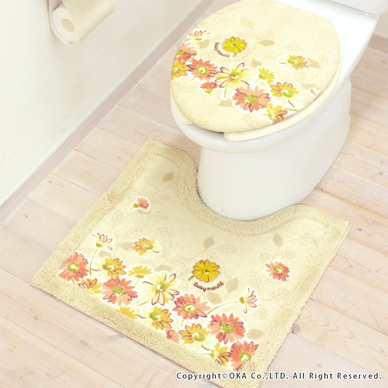 OKA Daisy Marche U-Shaped Toilet Seat Cover, Beige, Antibacterial, Odor