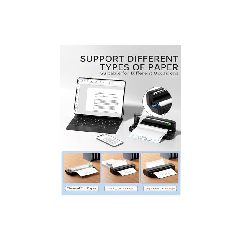 NDYIN N80 Wireless Thermal Printer - Portable Inkless Printing