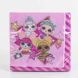 Procos 90859 Napkins L.O.L, Pack of 20, 33 x 33 cm, Mouth Cloth, Children's Birthday, Party Tableware, Table Decoration, Pink, Pink