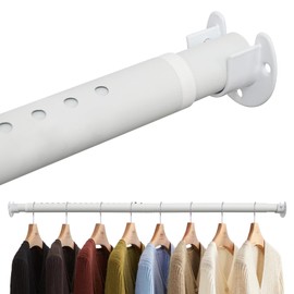 Closet Rods for Hanging Clothes, 16-83 Inches Closet Rod, Adjustable Metal Closet Hanging Rod Heavy Duty Clothes Rod for Closet, Wardrobes, Laundry, RV, White