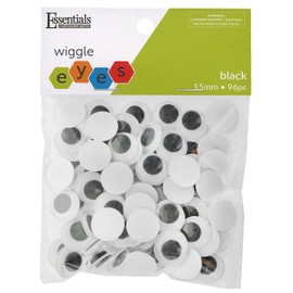 Essentials By Leisure Arts Eyes Paste On Moveable 15Mm Black 96Pc Googly Eyes, Google Eyes for Crafts, Big Googly for Crafts, Wiggle Eyes, Craft