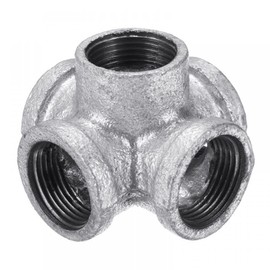 5 Way Pipe Fitting Malleable Iron Galvanized Outlet Cross Female Tube Connector (3/4Inch)