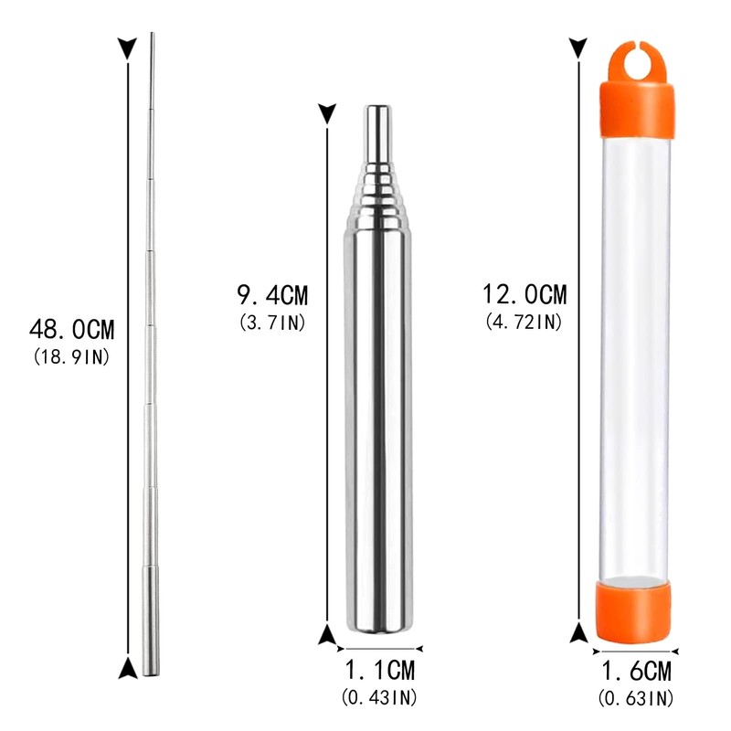Loobas 2 PCS Fire Blower Pipe，Stainless Steel Collapsible Blow Tube