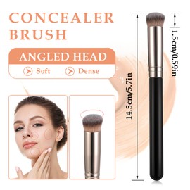 WLLHYF Concealer Brush Foundation Brush, Eye Mini Angled Flat Top Kabuki Nose Contour Brush, Liquid Blending Mineral Powder Makeup Tools