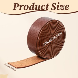 Leather Straps Flat Leather Strap for Crafts 78.7 Inch Long 1 Inch Wide Full Grain Leathers Strip for DIY Arts & Craft Projects Bag Straps Clothing (Brown)
