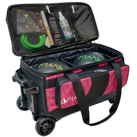 Pyramid Path Pro Deluxe Double Roller Bowling Bag (Black/Circuit Hot Pink)