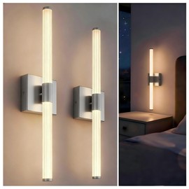 L LOHAS LED Battery Operated Wall Sconce Set of 2, 10000mAh Nickel Battery Wall Sconce 360 Full Lighting, 3000K Dimmable Wireless Wall Light, Sconce Wall Decor for Bathroom, Bedroom, Living Room, 24in