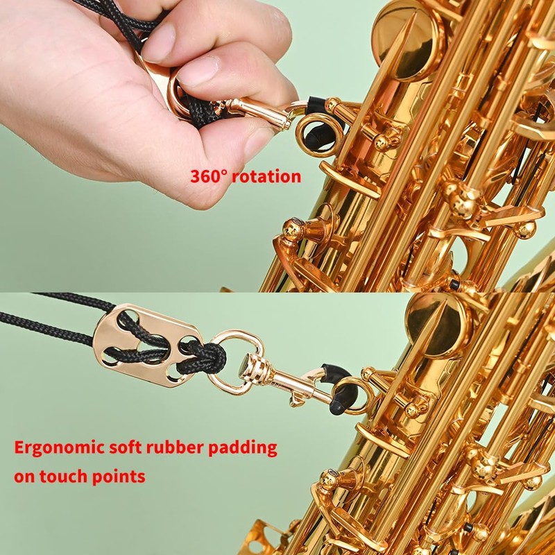 Dowite Adjustable Saxophone Neck Strap - Premium Leather for Comfortable