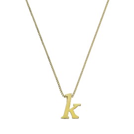 jewellerybox Small 9ct Gold Alphabet Letter K Pendant on 18 Inches Chain