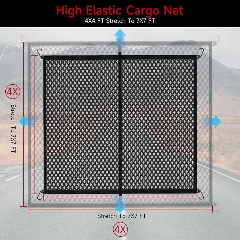 Ezfilet Highly Elastic Cargo Net - Double Layer Truck Bed
