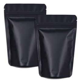 XFXIA 100 Pack Mylar Bags, 4'' x 5.82'', Smell Proof Stand Up Bags Resealable Foil Zipper lock Pouch Bags for Food Storage, Cookie, Candy Packaging (Matte Black)