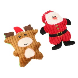 Abaodam 2Pcs Christmas Plush Dog Squeaky Interactive Chew for Pet Teeth Grinding Cartoon Design for Holiday Present for Dogs
