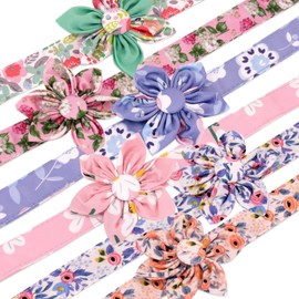 Beirui Cute Girl Dog Collar and Leash Set for Female Dogs- Floral Dog Collar with Flower for Small Medium Large Dogs Puppy, L:Neck 15-24", Leash 5FT, Green-1