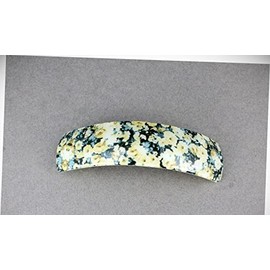 Perfect Hairstyle with Our Hair Accessories - Yellow Grn Barrette Floral Flowers Rectangle Plastic Curved Hair Clip 3.25" Long Fashionable Hair Accessory Hair Jewelry Accessories for Lady Women