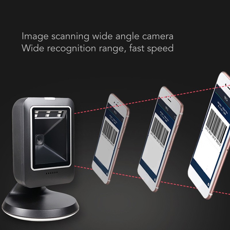 2D Hands Free Barcode Scanner QR Barcode Omnidirectional USB Wired