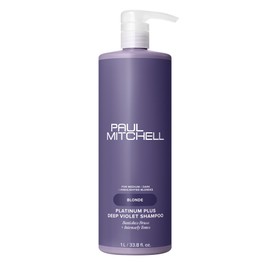Paul Mitchell Platinum Plus Deep Violet Shampoo, Banishes Brass + Intensely Tones, Ideal for Blonde, Highlighted, Gray or Silver Hair, 33.8 fl oz