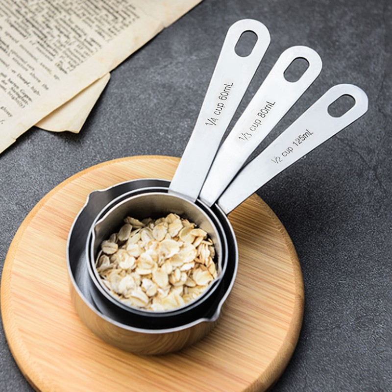 4Pcs/set Stainless Steel Measuring Cups Spoons Tableware Kitchen Baking Tools