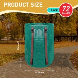 2-in-1 Leaf Collection Bag, 72 Gallon Large Capacity Yard Waste Bag, Reusable Leaf Bag with Padded Shoulder Strap & Locking Drawstring, Comes with Work Gloves - Ideal for Big Yard Maintenance