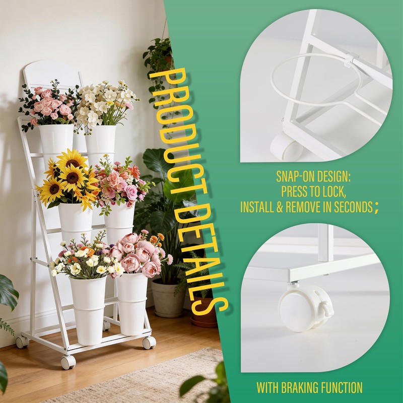 VitarBora Flower display stand, three tiers with six vases, suitable