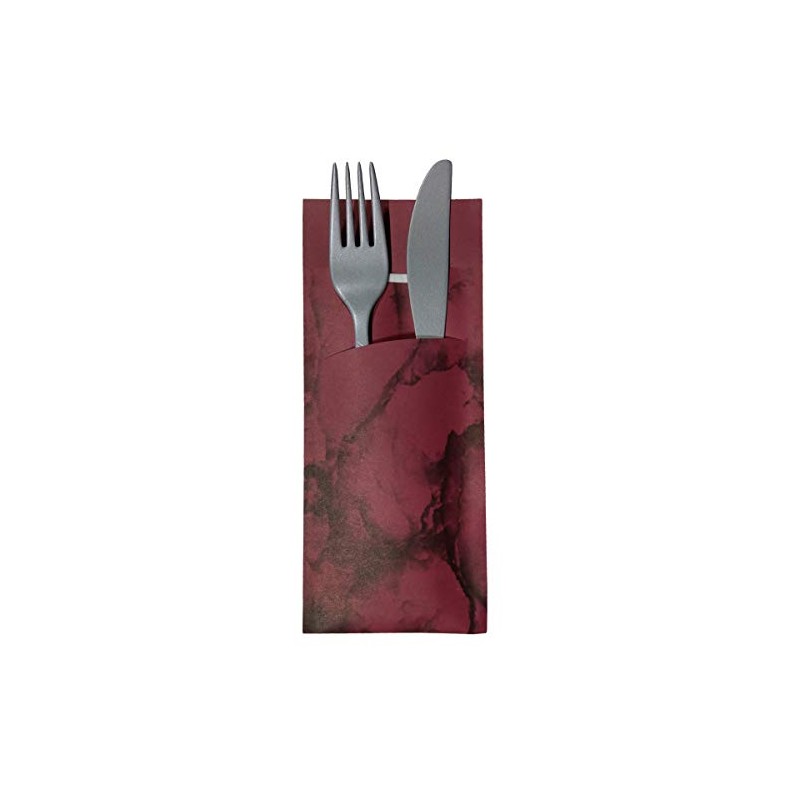 Cutlery Pockets with Napkin Bordeaux Marbled 20 cm Pack of