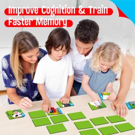 SpriteGru Farm Animal Memory Game, 28 Chunky Cards Farm Animal Head Tail Matching Activity 1-5 Players Memory Matching Game for Toddlers, Preschoolers