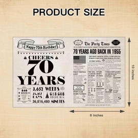 DUGUTUL Vintage 70th Birthday Card, 70 Birthday Decoration, Happy 70th, Nostalgic Birthday Card for 70 Years Old Men Women, Retro 70th Birthday Party Decoration, Envelope Included
