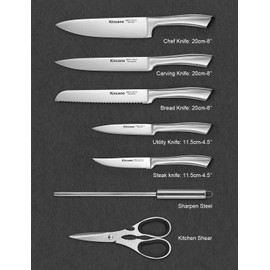 Knife Set, 14 PCS High Carbon Stainless Steel Super Sharp Kitchen Knife Set for Chef with Acrylic Stand, include Steak Knives, Sharpener and Scissors, Ergonomical Design by kincano