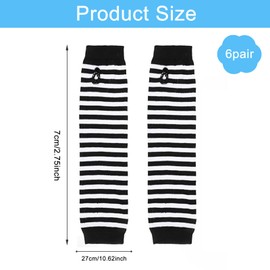 YWKJDDM Striped Arm Warmers Long Fingerless Gloves for Women, 6 Pairs Arm Sleeves Warmers Autumn Winter Accessories for Women