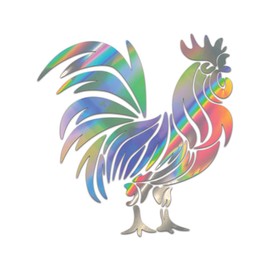 Chinese Zodiac Rooster Premium Sticker Decal Oil Slick Rainbow Holographic Metallic Year of The - Oil Slick - 20" W x 20.79" H