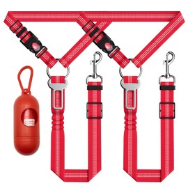 Seyezo Dog Car Seat Belt for Car, 3 Piece Set Retractable Dog Car Harness Adjustable Reflective Dog Seatbelt for Vehicle Headrests, Dog Safety Restraint Seatbelt Heavy Duty& High Elastics, Red
