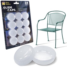 Wrought Iron Patio Furniture Feet Caps (24 Pack, White) - 1.5" Round Plastic Outdoor Chair Leg Caps, Patio Furniture Replacement Feet