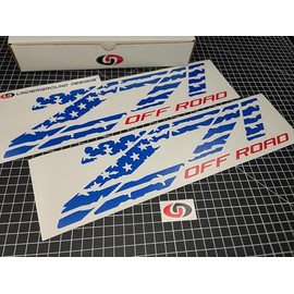 Z71 Off Road Decals (2pk) American Flag Truck Bedside Fender Stickers for Chevy Silverado Colorado 4x4 (Gloss Blue & Red)