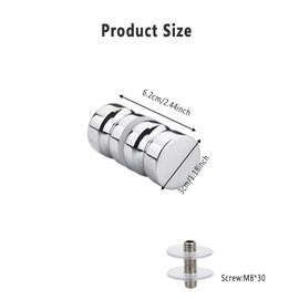 YYUEZHI Pack of 2 Shower Door Handles, Glass, Shower Door Handles, Robust on Both Sides, 30 mm Rotatable Door Knob, for Most Glass Doors, Shower Doors, Sliding Doors, Kitchen Cabinet Doors, Drawers