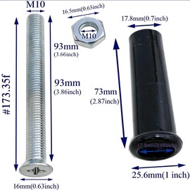 RiseDirectly 2PCS M10 x 80mm Revolving Handle with Nut, Metal & Plastic Crank Handwheel, Threaded Rotary Handle for Lathe, Milling Machine, Trailer Jack, Winch Equipment