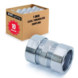 SELECT 10 Pack Lighting Threadless Coupling, 1 Inch Zinc Plated Steel Coupling, Electrical Conduit Fittings for Indoor and Outdoor Use