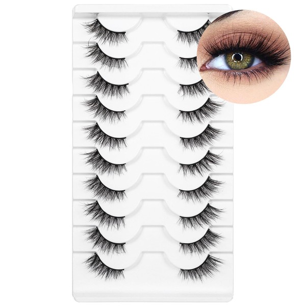 Half Lashes Wispy Cat Eye, 15mm Half Lashes Natural Look,