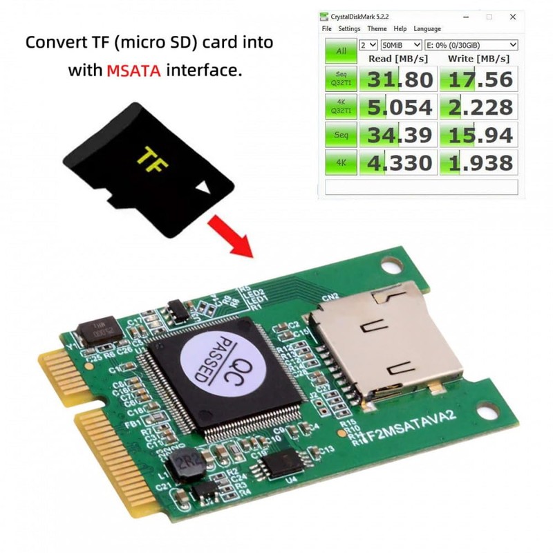 CY -Card 30x50mm MSATA to Micro SD T-Flash TF Card