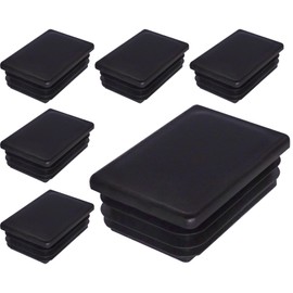 SKIR'CO (Pack of 6) Rectangular Plastic Plugs 40 x 60 mm, Matt Rectangular Plugs, Rectangular Tube Inserts, Fence Post Caps, Black RAL 9005