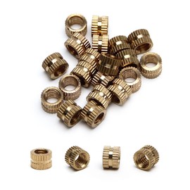 Aicosineg Insert Nuts M6 x 6mm(L) x 8mm(OD) 20pcs Knurled Nuts Brass Insert Fixtures Injection Molded Rust Resistant Thermal Conductive Embedded Nuts Embedded Nuts Round Insert Nuts Round Bolts