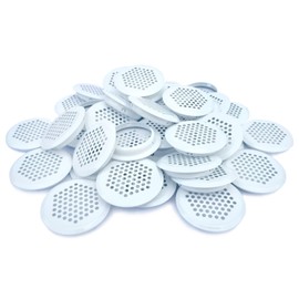 HDbonemu 40Pcs Circular Air Vents 2.1 Inch(53mm) Soffit Vents Stainless Steel Round Vent Mesh Hole Louver for Cabinets, Wardrobes, Shoe Cabinets, Sundry Cabinets and Honey Bee Hive Box (White)