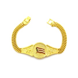 NYFASHION101 Puerto Rico Flag Dual Link Chain Bracelet with Box Clasp in Gold-Tone