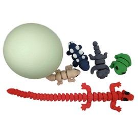 3D Printed Articulating Animals & Dragon Collection: 4 Mini Figures & 1 Dragon in Colorful Egg – 11 Sets to Collect! (Mint Green)