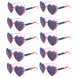 Eyegla Bulk American Sunglasses USA Flag Sunglasses Classic Patriotic Sunglasses 4th of July Party Supplies 10 Pack-Heart