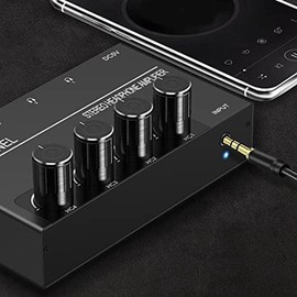 Lyaciomn 4 Channel Stereo Audio Amp Headphone Splitter with 4 3.5MM Headphone Output and 3.5MM Audio Input