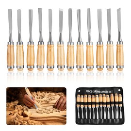 Herramienta de Talla de Madera, 12 Piezas de Cinceles para Tallar, Gubias para Tallar Madera, Juego de Formones de Tamaño Completo para Principiantes Y Profesionales Escultores