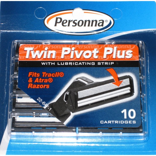 Personna Twin Pivot Plus Cartridges with Lubricating Strip for Atra & Trac Ii Razors - 2 Packs of 10 Blades