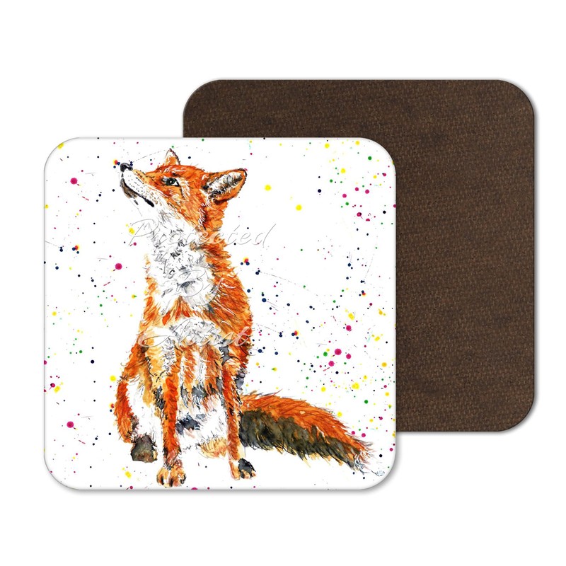 Coaster Fox British Wildlife Hand Painted Animals Coasters Watercolour Art