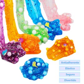 Paquete de 5 kits de limo crujiente de cubeta de gelatina, no pegajoso y súper suave de lodo de jalea, juguetes educativos, regalos de cumpleaños, regalos de fiesta de premios para niñas y niños