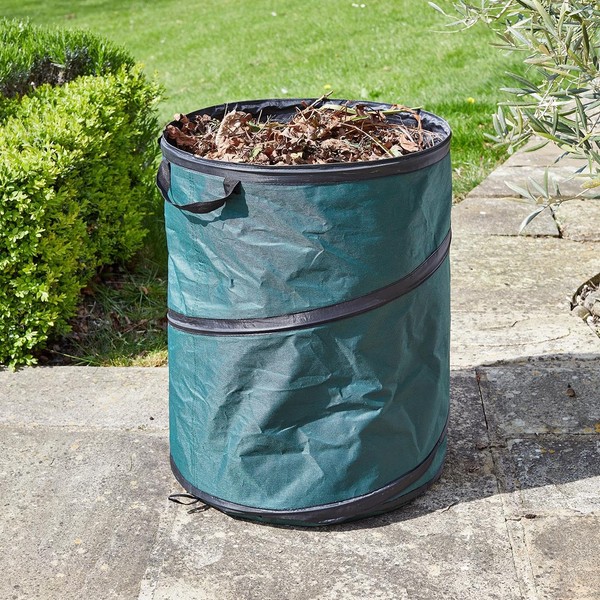 Large 100L Pop-Up Spring Bin - Reusable & Collapsible Heavy Duty Hardwearing Home or Garden Waste Bag with 2 Strong Carry Handles for Tidying, Cleaning & Maintenance – Measures H60 x 50cm Diameter